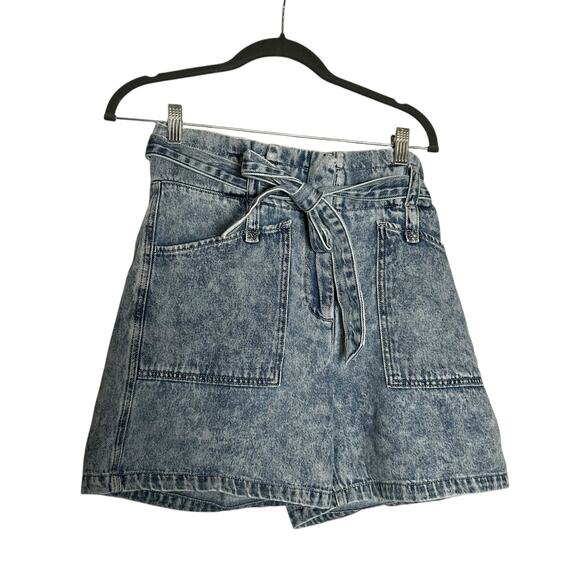 Kancan 100% Cotton Acid Wash High Rise Waist Belted Denim Jean Shorts Size 7/27 - Picture 1 of 5